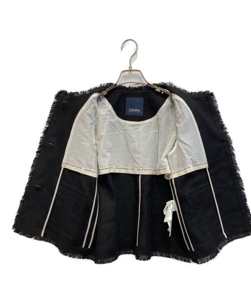 MaxMara（マックスマーラ）MaxMara (マックスマーラ) ノーカラーツイードジャケット ブラック サイズ:Sの古着・服飾アイテム