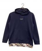 BLACK LABEL CRESTBRIDGEブラックレーベル クレストブリッジ）の古着「チェック柄レイヤードフーディー」｜ネイビー
