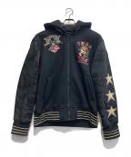 VANSON×CROESWORSTバンソン）の古着「デスラビットボンディングパーカー」｜ブラック