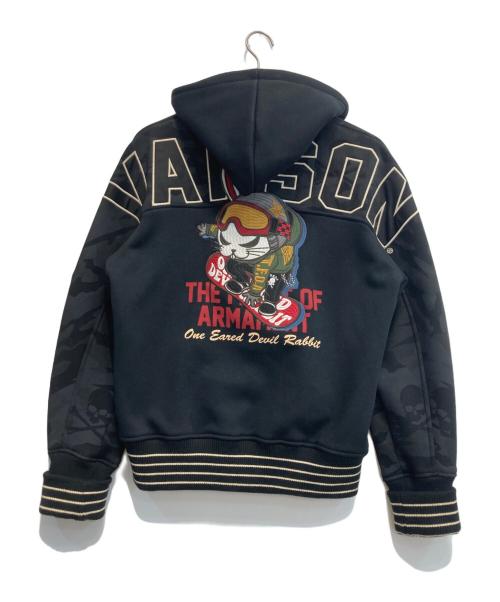 VANSON（バンソン）VANSON (バンソン) CROESWORST デスラビットボンディングパーカー ブラック サイズ:XLの古着・服飾アイテム