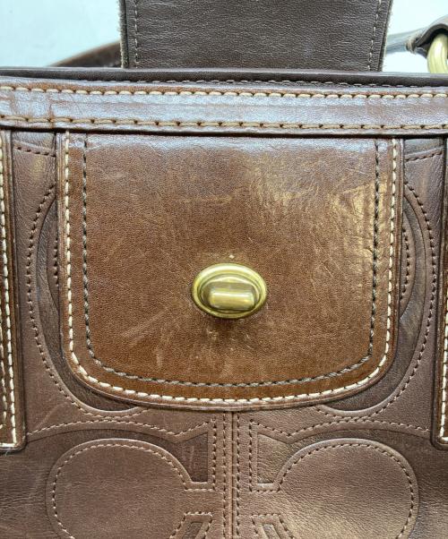 COACH（コーチ）COACH (コーチ) ハンプトン シグネチャーハンドバッグ ブラウンの古着・服飾アイテム