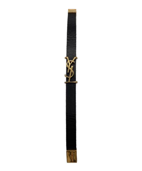 Saint Laurent Paris（サンローランパリ）Saint Laurent Paris (サンローランパリ) オピウムロゴレザーブレスレット ブラック×ゴールドの古着・服飾アイテム