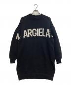 MM6 Maison Margielaエムエムシックスメゾンマルジェラ）の古着「ブランドロゴ長袖ニットワンピース」｜ブラック