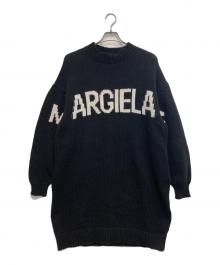 MM6 Maison Margiela（エムエムシックスメゾンマルジェラ）の古着「ブランドロゴ長袖ニットワンピース」｜ブラック