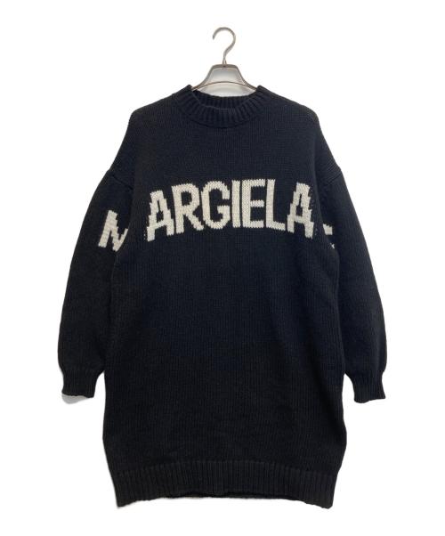 MM6 Maison Margiela（エムエムシックスメゾンマルジェラ）MM6 Maison Margiela (エムエムシックスメゾンマルジェラ) ブランドロゴ長袖ニットワンピース ブラック サイズ:16Yの古着・服飾アイテム