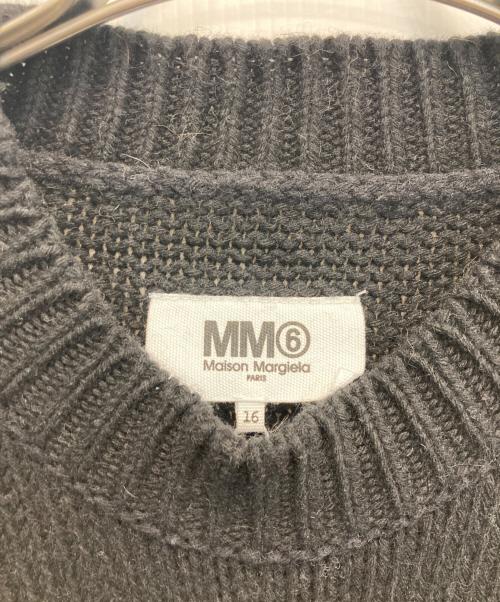 MM6 Maison Margiela（エムエムシックスメゾンマルジェラ）MM6 Maison Margiela (エムエムシックスメゾンマルジェラ) ブランドロゴ長袖ニットワンピース ブラック サイズ:16Yの古着・服飾アイテム