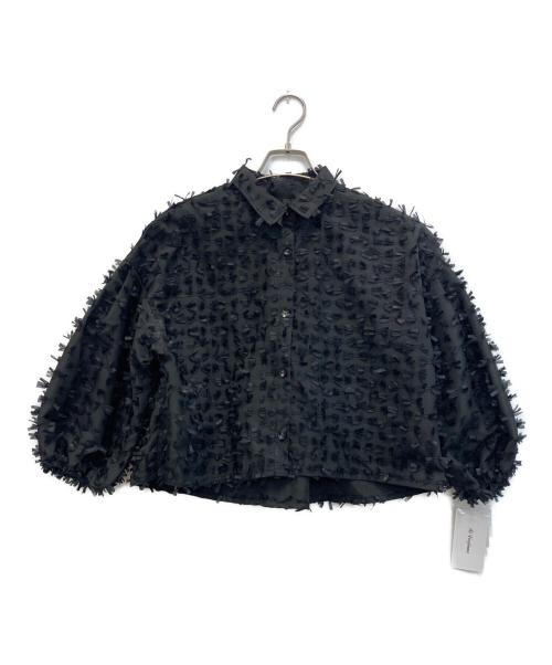 Re.Verofonna（ヴェロフォンナ）Re.Verofonna (ヴェロフォンナ) リボンカットJQクロップドシャツ ブラック サイズ:38 未使用品の古着・服飾アイテム