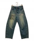 AVIREXアヴィレックス）の古着「WAPPEN BARREL LEG DENIM PANTS」｜ブルー