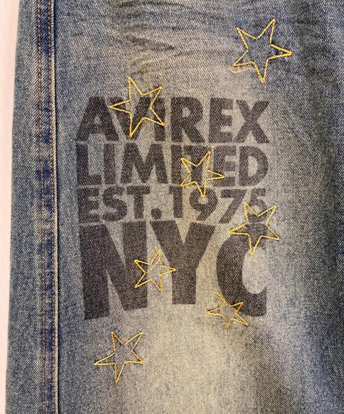 AVIREX（アヴィレックス）AVIREX (アヴィレックス) WAPPEN BARREL LEG DENIM PANTS ブルー サイズ:Mの古着・服飾アイテム