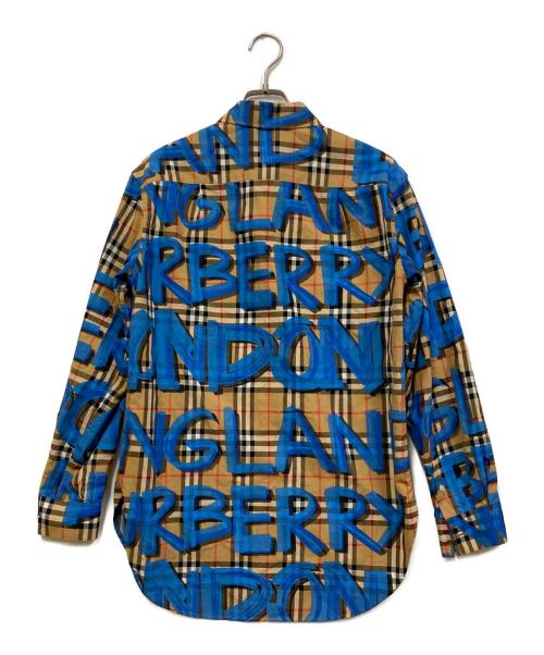 BURBERRY（バーバリー）BURBERRY (バーバリー) 18AW Graffiti Print Vintage Check Shirt ブルー×ブラウン サイズ:38の古着・服飾アイテム