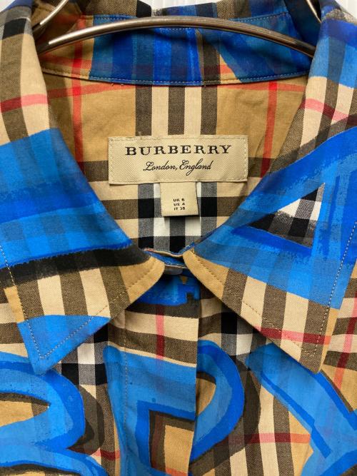 BURBERRY（バーバリー）BURBERRY (バーバリー) 18AW Graffiti Print Vintage Check Shirt ブルー×ブラウン サイズ:38の古着・服飾アイテム