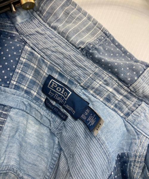 POLO RALPH LAUREN（ポロ・ラルフローレン）POLO RALPH LAUREN (ポロ・ラルフローレン) クラシック フィット パッチワーク ワークシャツ ブルー サイズ:xsの古着・服飾アイテム