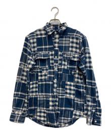 POLO RALPH LAUREN（ポロ・ラルフローレン）の古着「クラシックフィットパッチワークワークシャツ」｜ネイビー×ホワイト