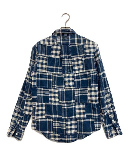 POLO RALPH LAUREN（ポロ・ラルフローレン）POLO RALPH LAUREN (ポロ・ラルフローレン) クラシックフィットパッチワークワークシャツ ネイビー×ホワイト サイズ:xsの古着・服飾アイテム