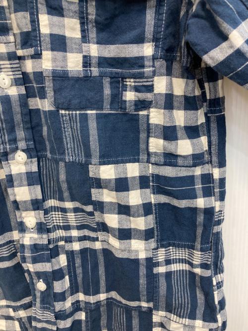 POLO RALPH LAUREN（ポロ・ラルフローレン）POLO RALPH LAUREN (ポロ・ラルフローレン) クラシックフィットパッチワークワークシャツ ネイビー×ホワイト サイズ:xsの古着・服飾アイテム