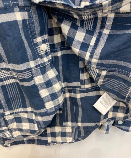 POLO RALPH LAUREN（ポロ・ラルフローレン）POLO RALPH LAUREN (ポロ・ラルフローレン) クラシックフィットパッチワークワークシャツ ネイビー×ホワイト サイズ:xsの古着・服飾アイテム