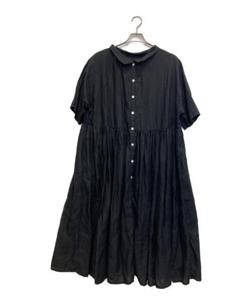 Gauze（ガーゼ）gauze (ガーゼ) リネンシャツワンピース ブラック サイズ:FREEの古着・服飾アイテム