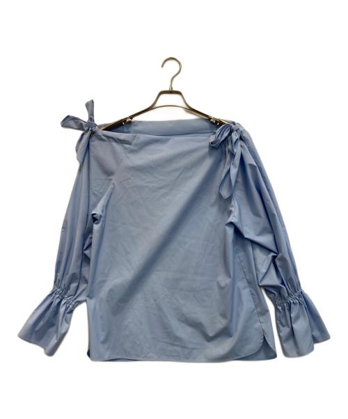 roughlow（ラフロー）roughlow (ラフロー) オフショルショルダーリボンブラウス ブルー サイズ:FREEの古着・服飾アイテム