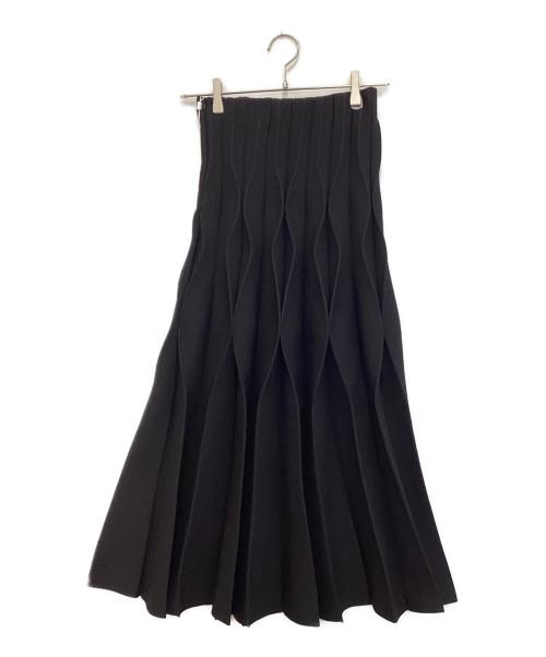 Ameri（アメリ）AMERI (アメリ) WAVE PLEATS KNIT SKIRT ブラック サイズ:Sの古着・服飾アイテム