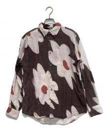 PAUL SMITH（ポールスミス）の古着「Flower print cellulose L/S shirt」｜ブラウン×ピンク