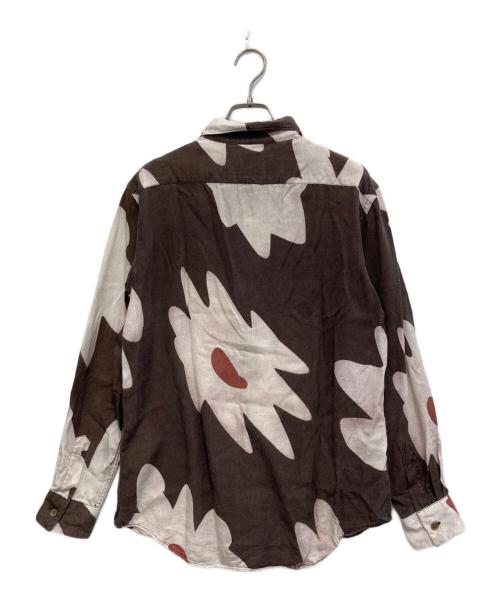 PAUL SMITH（ポールスミス）PAUL SMITH (ポールスミス) Flower print cellulose L/S shirt ブラウン×ピンク サイズ:Mの古着・服飾アイテム