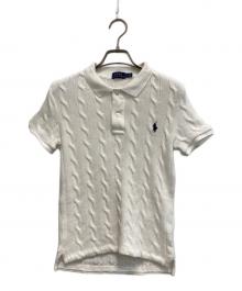 POLO RALPH LAUREN（ポロ・ラルフローレン）の古着「S/Sケーブルニットポロシャツ」｜ホワイト