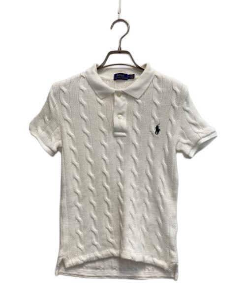 POLO RALPH LAUREN（ポロ・ラルフローレン）POLO RALPH LAUREN (ポロ・ラルフローレン) S/Sケーブルニットポロシャツ ホワイト サイズ:Mの古着・服飾アイテム
