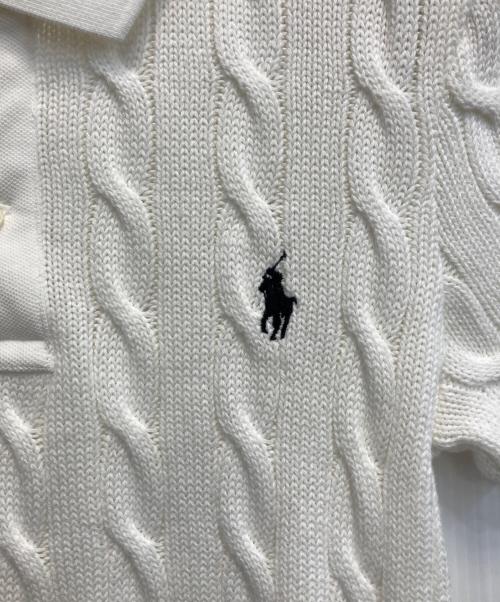 POLO RALPH LAUREN（ポロ・ラルフローレン）POLO RALPH LAUREN (ポロ・ラルフローレン) S/Sケーブルニットポロシャツ ホワイト サイズ:Mの古着・服飾アイテム