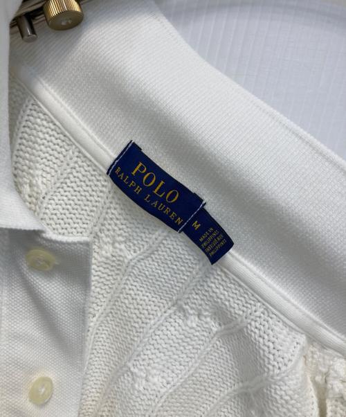 POLO RALPH LAUREN（ポロ・ラルフローレン）POLO RALPH LAUREN (ポロ・ラルフローレン) S/Sケーブルニットポロシャツ ホワイト サイズ:Mの古着・服飾アイテム
