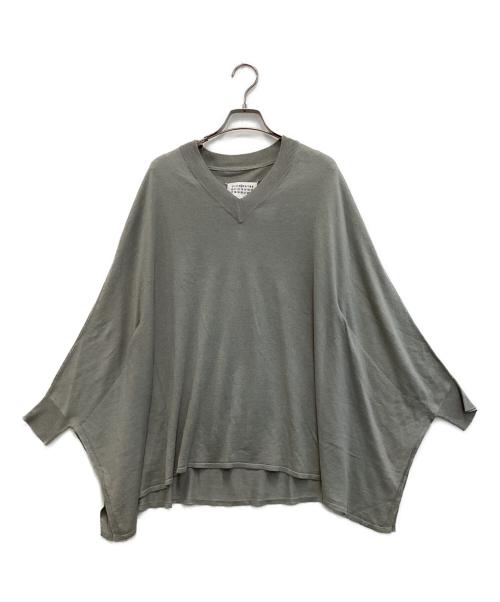 Maison Margiela（メゾンマルジェラ）Maison Margiela (メゾンマルジェラ) Vネックシルクブレンドドルマンニット ブルー サイズ:Sの古着・服飾アイテム