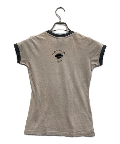 HARLEY-DAVIDSON（ハーレーダビッドソン）HARLEY-DAVIDSON (ハーレーダビッドソン) 00s ピンナップガールリンガーTシャツ ベージュ サイズ:Mの古着・服飾アイテム