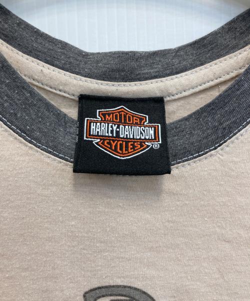 HARLEY-DAVIDSON（ハーレーダビッドソン）HARLEY-DAVIDSON (ハーレーダビッドソン) 00s ピンナップガールリンガーTシャツ ベージュ サイズ:Mの古着・服飾アイテム