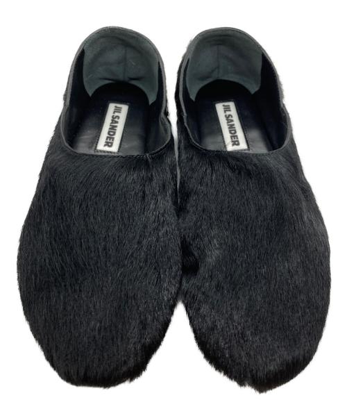 JIL SANDER（ジルサンダー）JIL SANDER (ジルサンダー) キットファースリッポン ブラック サイズ:36の古着・服飾アイテム