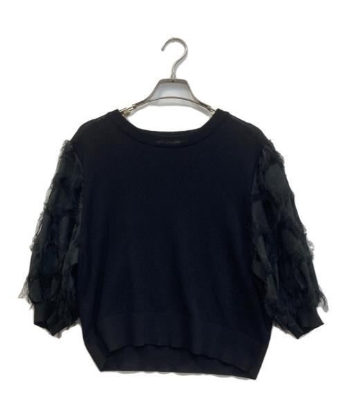 QTUME（クチューム）QTUME (クチューム) フリンジスリーブカットソー ブラック サイズ:Mの古着・服飾アイテム