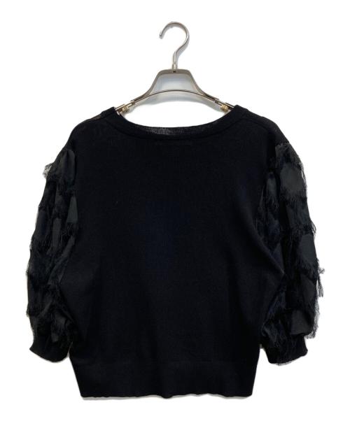 QTUME（クチューム）QTUME (クチューム) フリンジスリーブカットソー ブラック サイズ:Mの古着・服飾アイテム