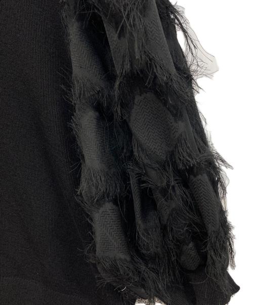 QTUME（クチューム）QTUME (クチューム) フリンジスリーブカットソー ブラック サイズ:Mの古着・服飾アイテム