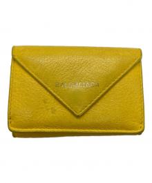 BALENCIAGA（バレンシアガ）の古着「ペーパミニウォレット/3つ折り財布」｜イエロー