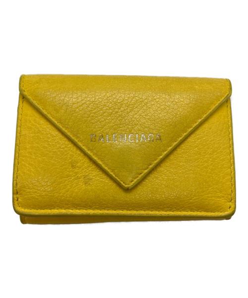BALENCIAGA（バレンシアガ）BALENCIAGA (バレンシアガ) ペーパミニウォレット/3つ折り財布 イエローの古着・服飾アイテム
