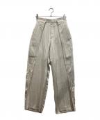 LE CIEL BLEUルシェルブルー）の古着「Leno-cloth Stripe Pants」｜アイボリー