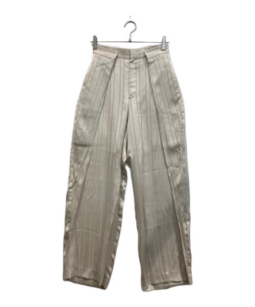 LE CIEL BLEU（ルシェルブルー）LE CIEL BLEU (ルシェルブルー) Leno-cloth Stripe Pants アイボリー サイズ:34の古着・服飾アイテム