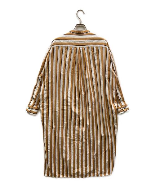 ticca（ティッカ）TICCA (ティッカ) ノーカラースクエアビッグロングシャツ ホワイト×イエロー サイズ:FREEの古着・服飾アイテム