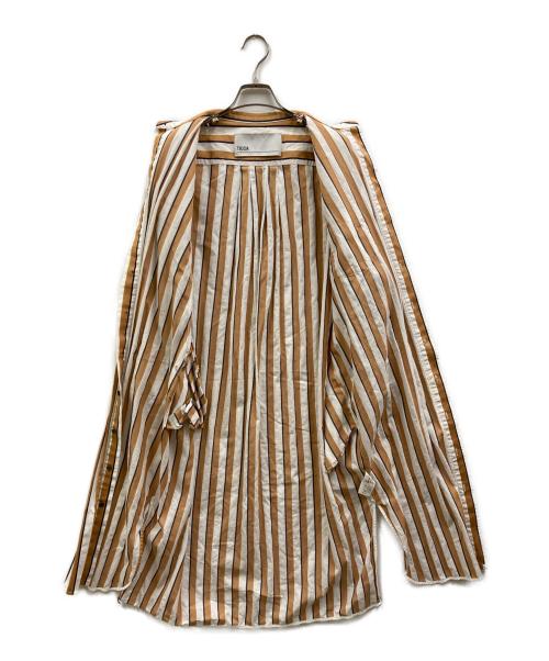 ticca（ティッカ）TICCA (ティッカ) ノーカラースクエアビッグロングシャツ ホワイト×イエロー サイズ:FREEの古着・服飾アイテム