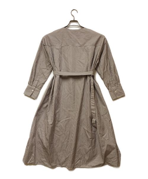 ebure（エブール）EBURE (エブール) ブラウスワンピース ホワイト×ブラウン サイズ:36の古着・服飾アイテム