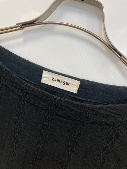 tumugu（ツムグ）tumugu (ツムグ) コットンリネン刺繍ブラウス ブラック サイズ:FREEの古着・服飾アイテム