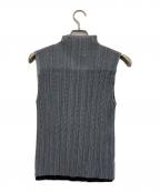 PLEATS PLEASEプリーツプリーズ）の古着「ジオメトリック柄レイヤードノースリーブプリーツカットソー」｜グレー