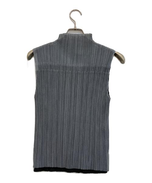 PLEATS PLEASE（プリーツプリーズ）PLEATS PLEASE (プリーツプリーズ) ジオメトリック柄レイヤードノースリーブプリーツカットソー グレー サイズ:3の古着・服飾アイテム