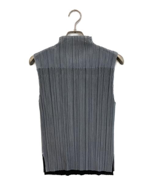 PLEATS PLEASE（プリーツプリーズ）PLEATS PLEASE (プリーツプリーズ) ジオメトリック柄レイヤードノースリーブプリーツカットソー グレー サイズ:3の古着・服飾アイテム