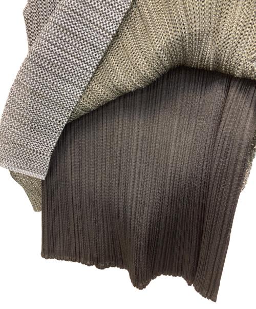 PLEATS PLEASE（プリーツプリーズ）PLEATS PLEASE (プリーツプリーズ) ジオメトリック柄レイヤードノースリーブプリーツカットソー グレー サイズ:3の古着・服飾アイテム