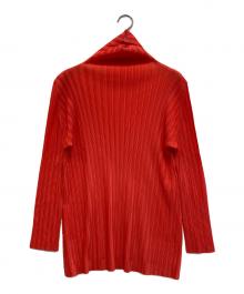 PLEATS PLEASE（プリーツプリーズ）の古着「ハイネックプリーツカットソー」｜オレンジ