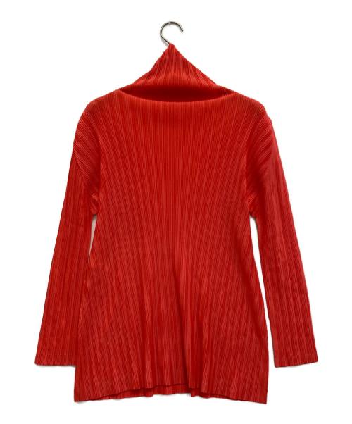 PLEATS PLEASE（プリーツプリーズ）PLEATS PLEASE (プリーツプリーズ) ハイネックプリーツカットソー オレンジ サイズ:3の古着・服飾アイテム